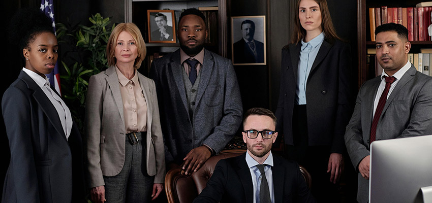 Insurance defence legal team in consultation